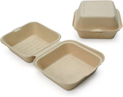 Compostable Disposable Food Containers with Lids [6”X6” 500 Pack] Eco ...