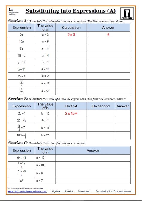 Toradh íomhá ar Substitution Method Algebra 1