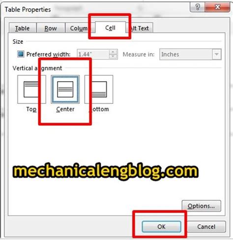 Image result for How to Middle Text in Word Table