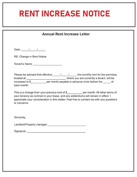 Image result for Rent Increase Notice Form