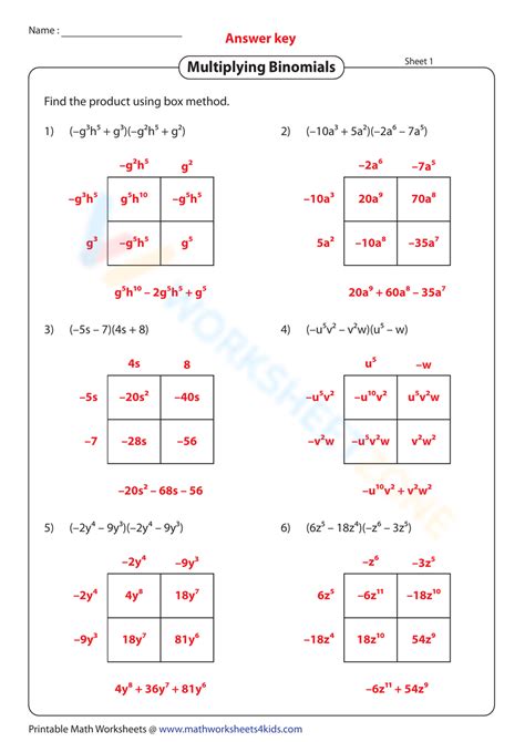 Toradh íomhá ar Multiplying Polynomials Practice Worksheet