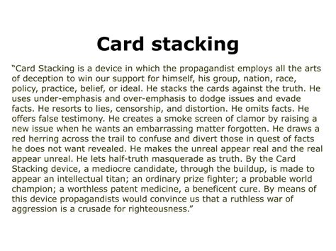 Image result for Card Stacking Politicians