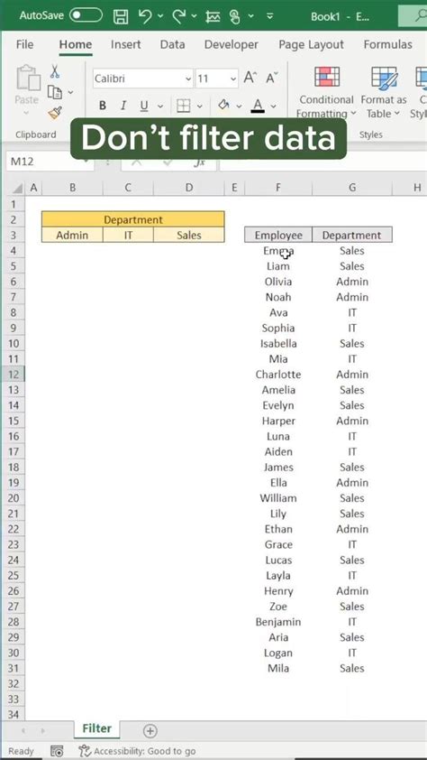 Image result for Filter Data Excel Formula