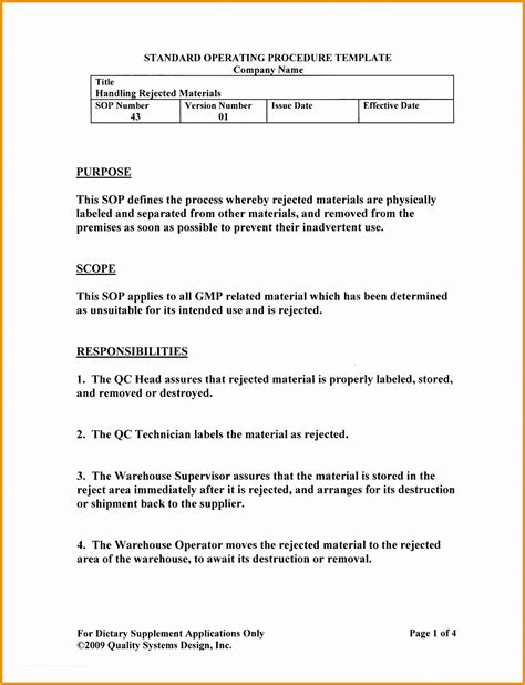 Image result for Standard Operating Procedure Document Example