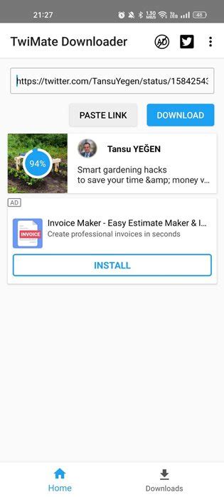 Toradh íomhá ar install Twitter