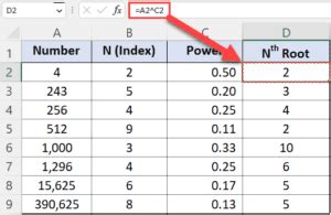 How to Write the N Root in Excel に対する画像結果