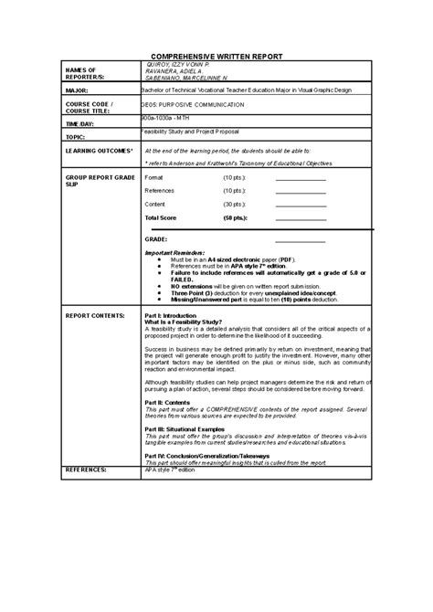 Image result for Comprehensive Project Report Format