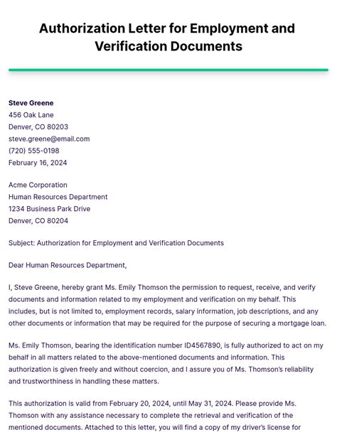 نتيجة الصورة لـ Authorization Letter Employment Verification