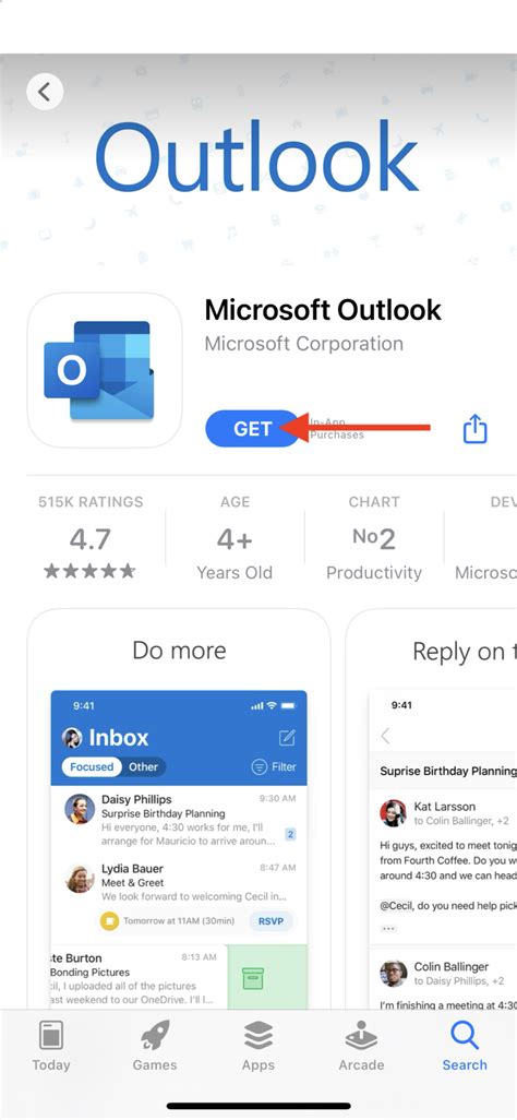 Toradh íomhá ar Outlook App iPhone