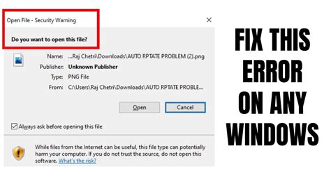 Toradh íomhá ar Open File Security Warning Windows 1.0