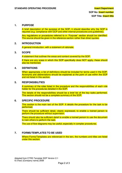 Image result for Standard Operating Procedure Document Example