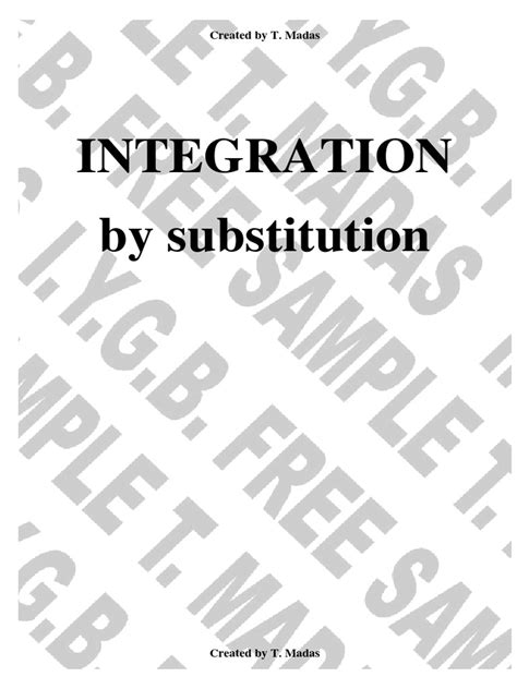 Image result for Integration by Substitution Worksheet.pdf