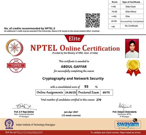 Toradh íomhá ar NPTEL Certificate Sample