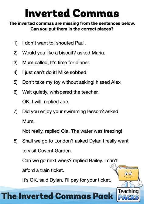 Inverted Commas Activity Pack - Resources for Teachers | Inverted ...