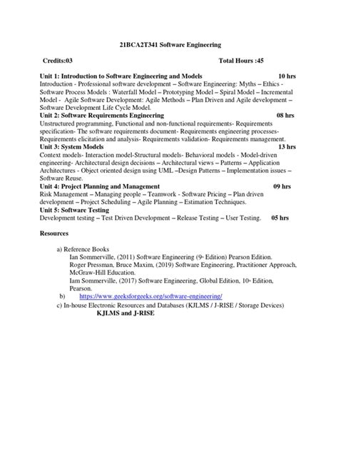 Toradh íomhá ar Software Engineering Syllabus