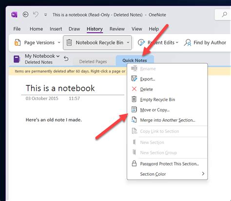 Toradh íomhá ar Recover Deleted Book OneNote Microsoft 10