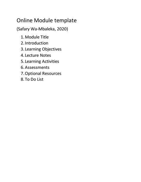 Image result for Sample Module Format