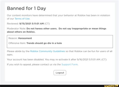 Image result for Roblox Hi Ban Note