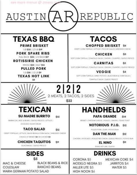Image result for Menu Austin Republic