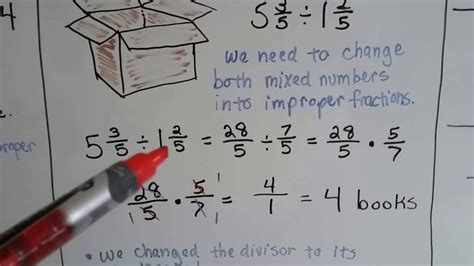 Toradh íomhá ar Simplifying Mixed Numbers Division