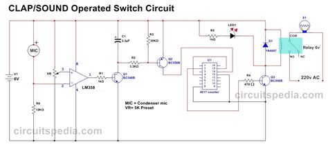 تصویر کا نتیجہ برائے Clap Light Switch Circuit Diagram