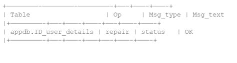Image result for MySQL Repair Table