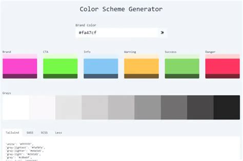 Toradh íomhá ar Tailwind CSS Color Palette Generator