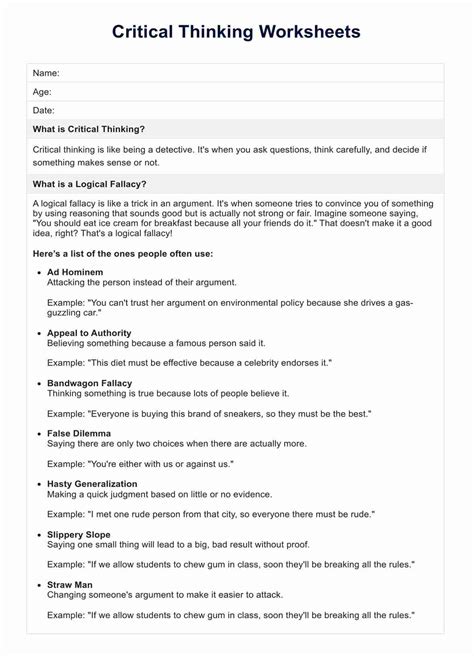 Afbeeldingsresultaten voor Problem Solving Critical Thinking Worksheets Fallacy