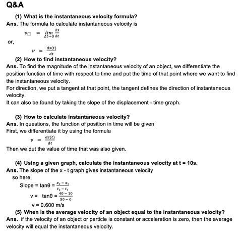 Image result for Instantaneous Velocity Formula