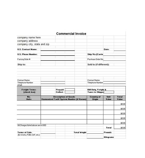 Afbeeldingsresultaten voor Blank Commercial Invoice Template PDF