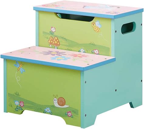 Children’s Step Stools Wooden | Kids Step Stool with Storage | Double ...