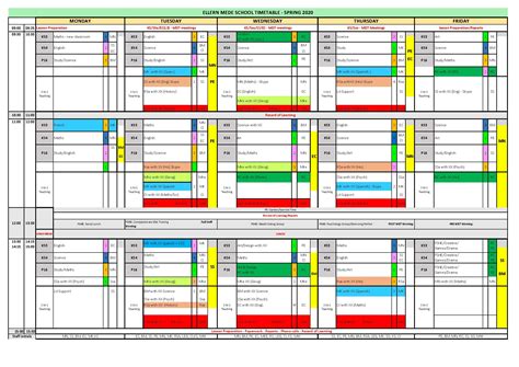 Image result for School Timetable Example