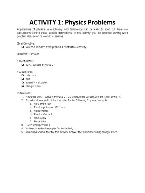 Physics 2 Worksheets に対する画像結果