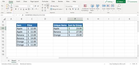 Image result for MS Excel Sum by Group