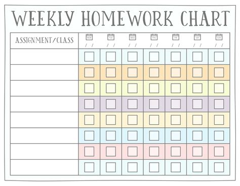 Image result for Free Printable Homework Charts