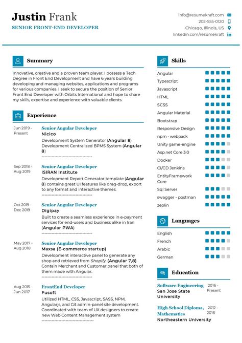 Image result for Front End Experienced Resume
