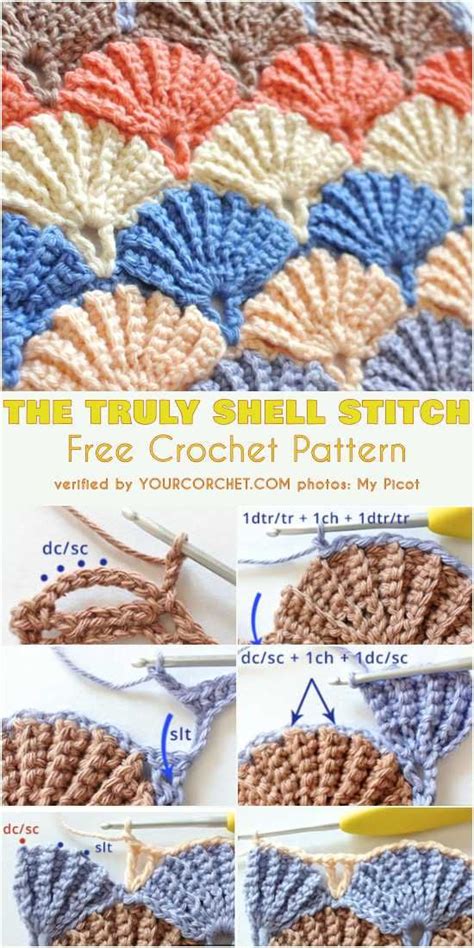 Crochet Shell Stitch Free Pattern and Tutorial | Crochet shell stitch ...