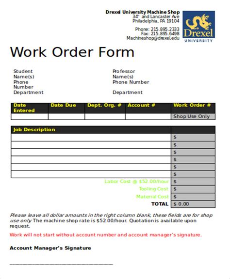 Image result for Job Work Order Forms