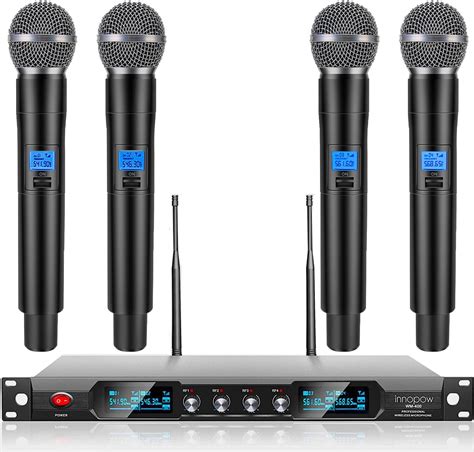 Amazon.com: innopow 4-Channel Wireless Microphone System, Quad UHF ...