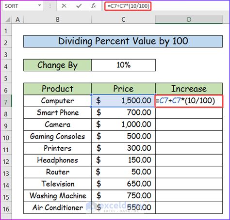 Image result for How to Add Percentage in Excel