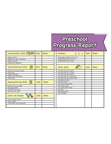 Image result for Progress Report Sample for Pre School