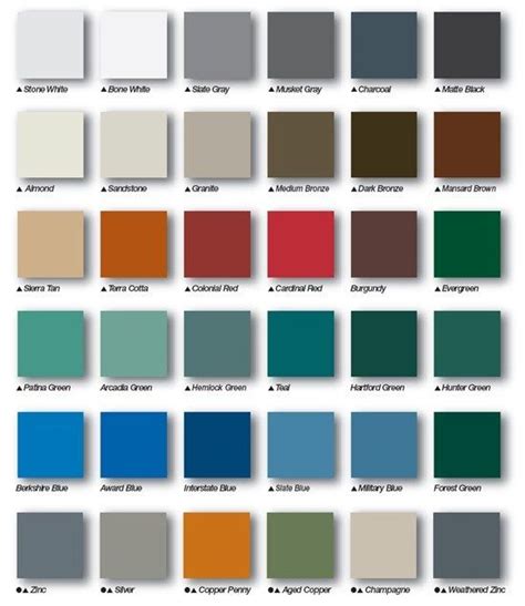 Image result for Tin Roof Color Chart