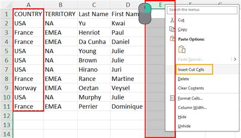 How to Switch Column Position in Excel に対する画像結果