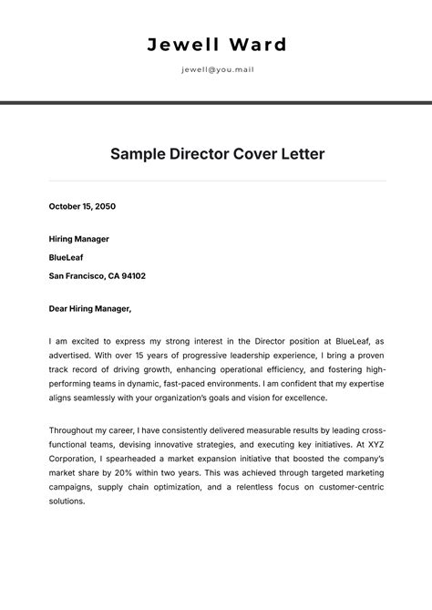 Image result for Director Cover Letter