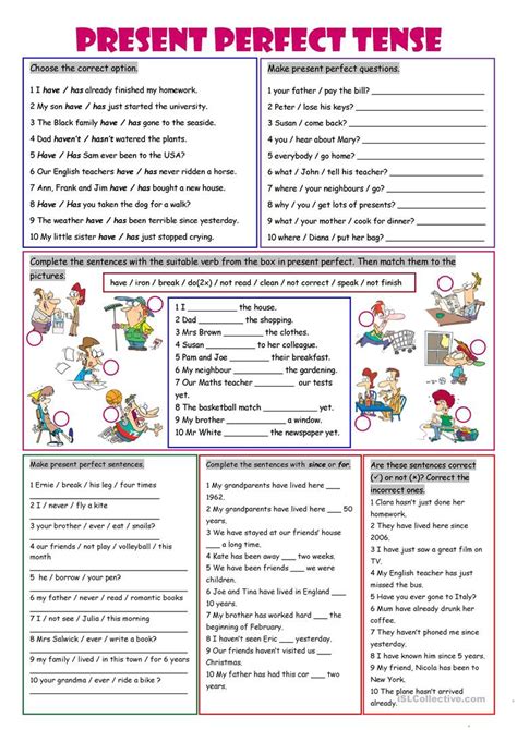 Image result for Present Perfect Tense English Worksheet