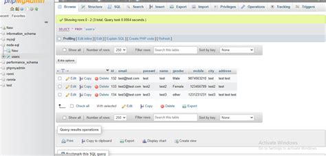 Tables Node in SQL Sever に対する画像結果