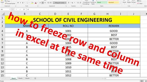 Toradh íomhá ar How to Freeze Excel Row and Column