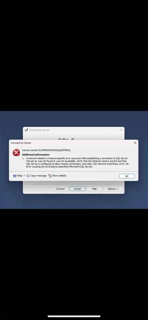 Toradh íomhá ar SQL No Server Message