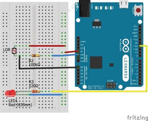 Image result for Circuit Diagram of LDR and LED Arduino