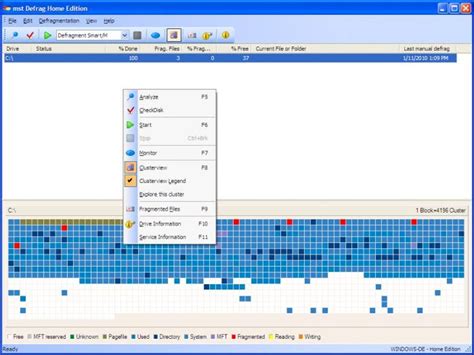 Toradh íomhá ar Defrag GUI Windows Vista